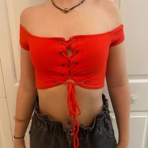 Red Corset Crop Top